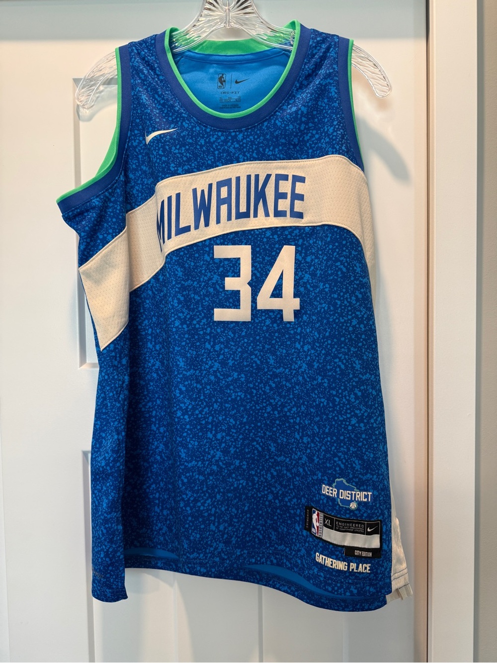 NBA Milwaukee #34 Blue and White Giannis Antetokounmpo size XL